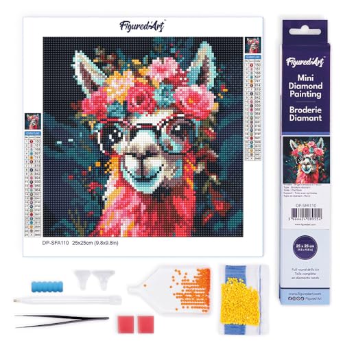 Figured'Art Mini Diamond Painting Erwachsene 25x25cm Ganze Leinwand gerollt Fantasie Lama mit Blumen 5D Bilder Runde Steine - DIY Set Basteln Figured'Art Mini Diamond Painting Erwachsene 25x25cm Ganze Leinwand gerollt Fantasie Lama mit Blumen 5D Bilder Runde Steine - DIY Set Basteln von Figured'Art