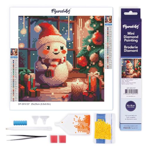Figured'Art Mini Diamond Painting Erwachsene 25x25cm Ganze Leinwand gerollt Froher Schneemann im Raum 5D Bilder Runde Steine - DIY Set Basteln Figured'Art Mini Diamond Painting Erwachsene 25x25cm Ganze Leinwand gerollt Froher Schneemann im Raum 5D Bilder Runde Steine - DIY Set Basteln von Figured'Art