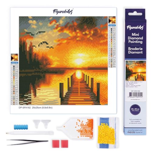 Figured'Art Mini Diamond Painting Erwachsene 25x25cm Ganze Leinwand gerollt Goldener Seesonnenuntergang 5D Bilder Runde Steine - DIY Set Basteln Figured'Art Mini Diamond Painting Erwachsene 25x25cm Ganze Leinwand gerollt Goldener Seesonnenuntergang 5D Bilder Runde Steine - DIY Set Basteln von Figured'Art
