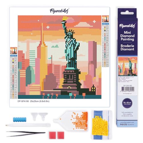 Figured'Art Mini Diamond Painting Erwachsene 25x25cm Ganze Leinwand gerollt Helle New Yorker Skyline 5D Bilder Runde Steine - DIY Set Basteln Figured'Art Mini Diamond Painting Erwachsene 25x25cm Ganze Leinwand gerollt Helle New Yorker Skyline 5D Bilder Runde Steine - DIY Set Basteln von Figured'Art