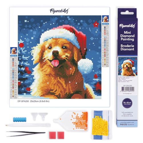 Figured'Art Mini Diamond Painting Erwachsene 25x25cm Ganze Leinwand gerollt Hund im Schnee zu Weihnachten 5D Bilder Runde Steine - DIY Set Basteln Figured'Art Mini Diamond Painting Erwachsene 25x25cm Ganze Leinwand gerollt Hund im Schnee zu Weihnachten 5D Bilder Runde Steine - DIY Set Basteln von Figured'Art