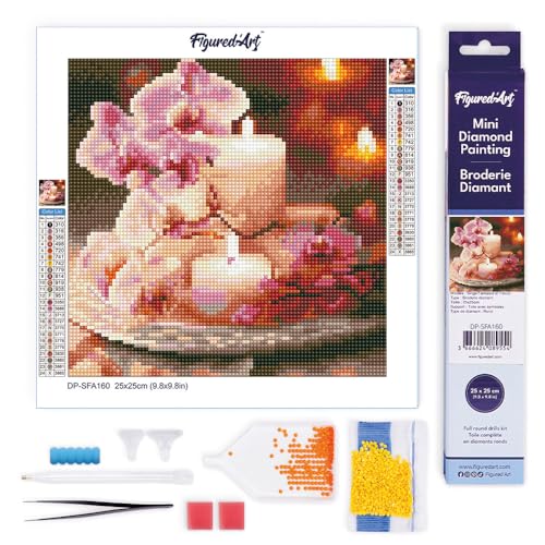 Figured'Art Mini Diamond Painting Erwachsene 25x25cm Ganze Leinwand gerollt Orchideen und Kerzen 5D Bilder Runde Steine - DIY Set Basteln Figured'Art Mini Diamond Painting Erwachsene 25x25cm Ganze Leinwand gerollt Orchideen und Kerzen 5D Bilder Runde Steine - DIY Set Basteln von Figured'Art
