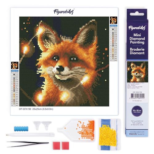 Figured'Art Mini Diamond Painting Erwachsene 25x25cm Ganze Leinwand gerollt Roter Fuchs und Licht 5D Bilder Runde Steine - DIY Set Basteln Figured'Art Mini Diamond Painting Erwachsene 25x25cm Ganze Leinwand gerollt Roter Fuchs und Licht 5D Bilder Runde Steine - DIY Set Basteln von Figured'Art