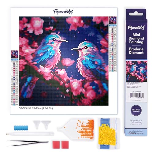 Figured'Art Mini Diamond Painting Erwachsene 25x25cm Ganze Leinwand gerollt Schimmernde Blaumeisen 5D Bilder Runde Steine - DIY Set Basteln Figured'Art Mini Diamond Painting Erwachsene 25x25cm Ganze Leinwand gerollt Schimmernde Blaumeisen 5D Bilder Runde Steine - DIY Set Basteln von Figured'Art