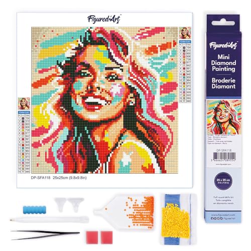 Figured'Art Mini Diamond Painting Erwachsene 25x25cm Ganze Leinwand gerollt Schöne Blondine Pop Art 5D Bilder Runde Steine - DIY Set Basteln Figured'Art Mini Diamond Painting Erwachsene 25x25cm Ganze Leinwand gerollt Schöne Blondine Pop Art 5D Bilder Runde Steine - DIY Set Basteln von Figured'Art
