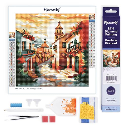 Figured'Art Mini Diamond Painting Erwachsene 25x25cm Ganze Leinwand gerollt Sonnige Dorfkirche 5D Bilder Runde Steine - DIY Set Basteln Figured'Art Mini Diamond Painting Erwachsene 25x25cm Ganze Leinwand gerollt Sonnige Dorfkirche 5D Bilder Runde Steine - DIY Set Basteln von Figured'Art