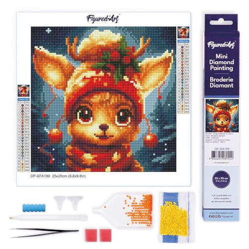 Figured'Art Mini Diamond Painting Erwachsene 25x25cm Ganze Leinwand gerollt Süßes Fantasie-Rentier 5D Bilder Runde Steine - DIY Set Basteln Figured'Art Mini Diamond Painting Erwachsene 25x25cm Ganze Leinwand gerollt Süßes Fantasie-Rentier 5D Bilder Runde Steine - DIY Set Basteln von Figured'Art
