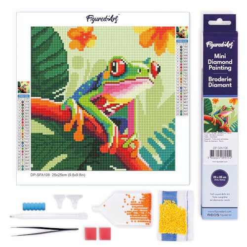 Figured'Art Mini Diamond Painting Erwachsene 25x25cm Ganze Leinwand gerollt Tropischer Rotaugen-Blattfrosch 5D Bilder Runde Steine - DIY Set Basteln Figured'Art Mini Diamond Painting Erwachsene 25x25cm Ganze Leinwand gerollt Tropischer Rotaugen-Blattfrosch 5D Bilder Runde Steine - DIY Set Basteln von Figured'Art