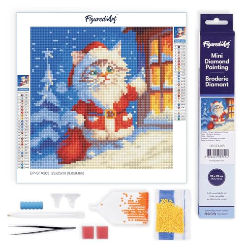 Figured'Art Mini Diamond Painting Erwachsene 25x25cm Ganze Leinwand gerollt Weihnachtskätzchen 5D Bilder Runde Steine - DIY Set Basteln Figured'Art Mini Diamond Painting Erwachsene 25x25cm Ganze Leinwand gerollt Weihnachtskätzchen 5D Bilder Runde Steine - DIY Set Basteln von Figured'Art