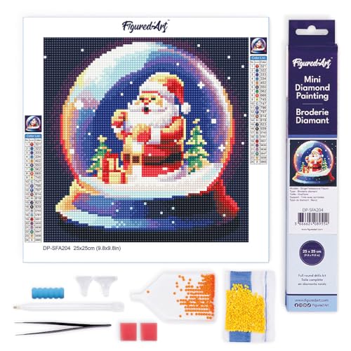 Figured'Art Mini Diamond Painting Erwachsene 25x25cm Ganze Leinwand gerollt Weihnachtsmann in Schneekugel 5D Bilder Runde Steine - DIY Set Basteln Figured'Art Mini Diamond Painting Erwachsene 25x25cm Ganze Leinwand gerollt Weihnachtsmann in Schneekugel 5D Bilder Runde Steine - DIY Set Basteln von Figured'Art