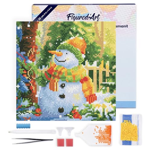 Figured'Art Mini Diamond Painting Erwachsene 25x25cm Mit Rahmen Ganze Leinwand gespannt Fröhlicher Schneemann 5D Bilder Runde Steine - DIY Set Basteln Figured'Art Mini Diamond Painting Erwachsene 25x25cm Mit Rahmen Ganze Leinwand gespannt Fröhlicher Schneemann 5D Bilder Runde Steine - DIY Set Basteln von Figured'Art