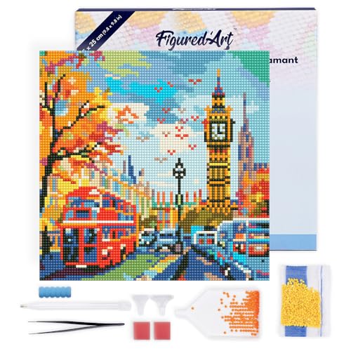 Figured'Art Mini Diamond Painting Erwachsene 25x25cm Mit Rahmen Ganze Leinwand gespannt Herbst in Londoner Stadt 5D Bilder Runde Steine - DIY Set Basteln Figured'Art Mini Diamond Painting Erwachsene 25x25cm Mit Rahmen Ganze Leinwand gespannt Herbst in Londoner Stadt 5D Bilder Runde Steine - DIY Set Basteln von Figured'Art