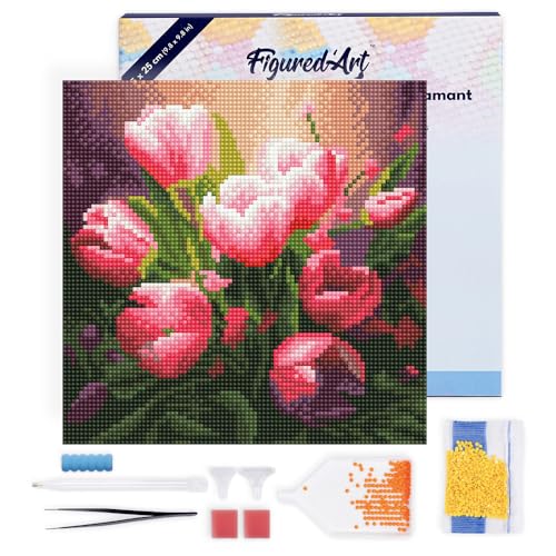 Figured'Art Mini Diamond Painting Erwachsene 25x25cm Mit Rahmen Ganze Leinwand gespannt Hübsche Rosa Tulpen 5D Bilder Runde Steine - DIY Set Basteln Figured'Art Mini Diamond Painting Erwachsene 25x25cm Mit Rahmen Ganze Leinwand gespannt Hübsche Rosa Tulpen 5D Bilder Runde Steine - DIY Set Basteln von Figured'Art