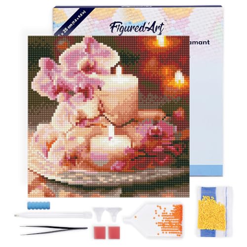 Figured'Art Mini Diamond Painting Erwachsene 25x25cm Mit Rahmen Ganze Leinwand gespannt Orchideen und Kerzen 5D Bilder Runde Steine - DIY Set Basteln Figured'Art Mini Diamond Painting Erwachsene 25x25cm Mit Rahmen Ganze Leinwand gespannt Orchideen und Kerzen 5D Bilder Runde Steine - DIY Set Basteln von Figured'Art