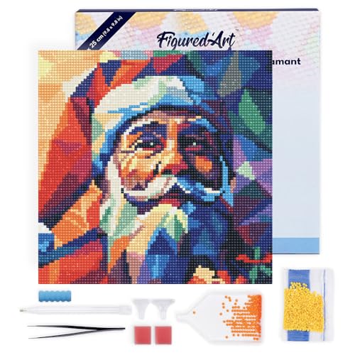 Figured'Art Mini Diamond Painting Erwachsene 25x25cm Mit Rahmen Ganze Leinwand gespannt Polygon-Weihnachtsmann 5D Bilder Runde Steine - DIY Set Basteln Figured'Art Mini Diamond Painting Erwachsene 25x25cm Mit Rahmen Ganze Leinwand gespannt Polygon-Weihnachtsmann 5D Bilder Runde Steine - DIY Set Basteln von Figured'Art