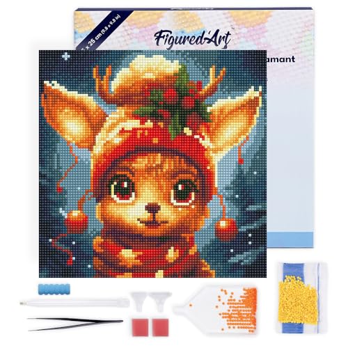 Figured'Art Mini Diamond Painting Erwachsene 25x25cm Mit Rahmen Ganze Leinwand gespannt Süßes Fantasie-Rentier 5D Bilder Runde Steine - DIY Set Basteln Figured'Art Mini Diamond Painting Erwachsene 25x25cm Mit Rahmen Ganze Leinwand gespannt Süßes Fantasie-Rentier 5D Bilder Runde Steine - DIY Set Basteln von Figured'Art
