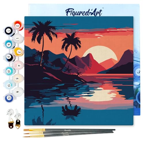 Figured'Art Mini Malen Nach Zahlen Erwachsene Mit Rahmen 20x20cm Kleines Format - Das Meer und der Sonnenuntergang - Paint by Numbers Basteln DIY Bastelset Leinwand gespannt auf Holzrahmen Figured'Art Mini Malen Nach Zahlen Erwachsene Mit Rahmen 20x20cm Kleines Format - Das Meer und der Sonnenuntergang - Paint by Numbers Basteln DIY Bastelset Leinwand gespannt auf Holzrahmen von Figured'Art