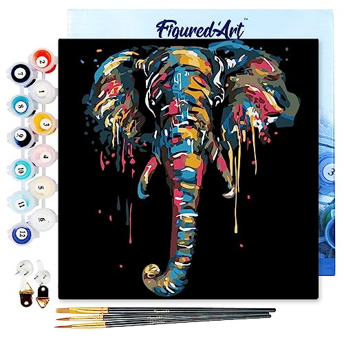 Figured'Art Mini Malen Nach Zahlen Erwachsene Mit Rahmen 20x20cm Kleines Format - Elefant - Paint by Numbers Basteln DIY Bastelset Leinwand gespannt auf Holzrahmen Figured'Art Mini Malen Nach Zahlen Erwachsene Mit Rahmen 20x20cm Kleines Format - Elefant - Paint by Numbers Basteln DIY Bastelset Leinwand gespannt auf Holzrahmen von Figured'Art