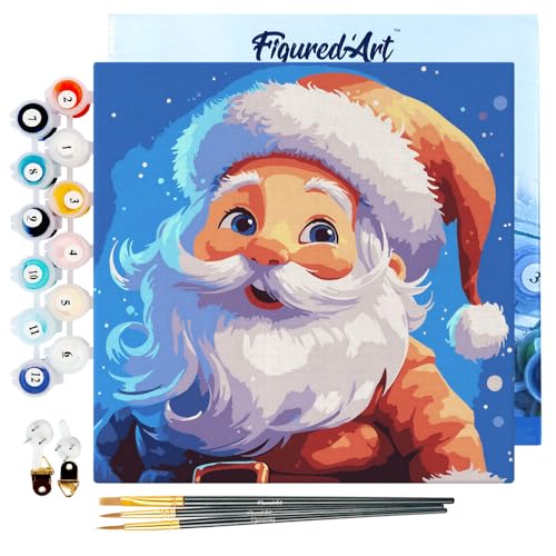 Figured'Art Mini Malen Nach Zahlen Erwachsene Mit Rahmen 20x20cm Kleines Format - Lächelnder Weihnachtsmann - Paint by Numbers Basteln DIY Bastelset Leinwand gespannt auf Holzrahmen Figured'Art Mini Malen Nach Zahlen Erwachsene Mit Rahmen 20x20cm Kleines Format - Lächelnder Weihnachtsmann - Paint by Numbers Basteln DIY Bastelset Leinwand gespannt auf Holzrahmen von Figured'Art