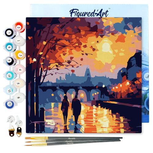 Figured'Art Mini Malen Nach Zahlen Erwachsene Mit Rahmen 20x20cm Kleines Format - Romantische Nacht - Paint by Numbers Basteln DIY Bastelset Leinwand gespannt auf Holzrahmen Figured'Art Mini Malen Nach Zahlen Erwachsene Mit Rahmen 20x20cm Kleines Format - Romantische Nacht - Paint by Numbers Basteln DIY Bastelset Leinwand gespannt auf Holzrahmen von Figured'Art