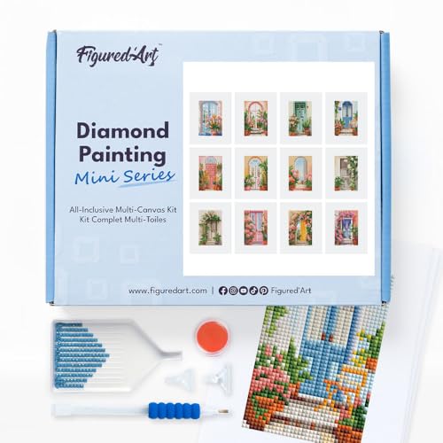 Figured'Art Mini Serie Diamond Painting Erwachsene - Gartentorserie - Premium-Box mit 12 Stück 15x18 cm 5D Bilder, Eckige Steine - DIY Set zum Basteln Figured'Art Mini Serie Diamond Painting Erwachsene - Gartentorserie - Premium-Box mit 12 Stück 15x18 cm 5D Bilder, Eckige Steine - DIY Set zum Basteln von Figured'Art