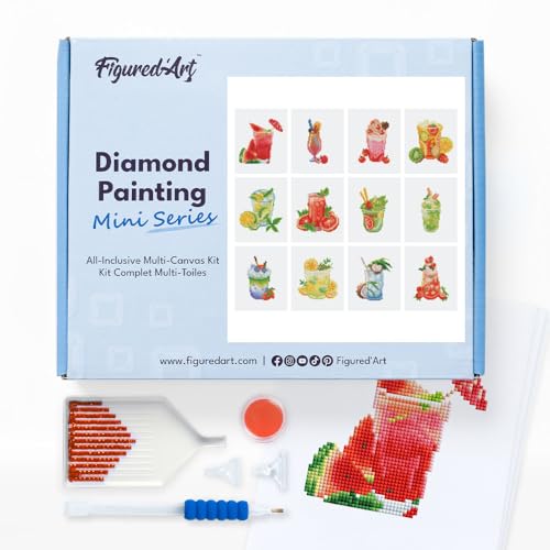 Figured'Art Mini Serie Diamond Painting Erwachsene - Mocktails - Premium-Box mit 12 Stück 15x18 cm 5D Bilder, Eckige Steine - DIY Set zum Basteln Figured'Art Mini Serie Diamond Painting Erwachsene - Mocktails - Premium-Box mit 12 Stück 15x18 cm 5D Bilder, Eckige Steine - DIY Set zum Basteln von Figured'Art