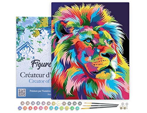 Figured'Art Malen Nach Zahlen Erwachsene Mit Rahmen Löwe Pop Art 2 - Paint by Numbers Basteln DIY Bastelset 40x50cm Leinwand gespannt auf Holzrahmen Figured'Art Malen Nach Zahlen Erwachsene Mit Rahmen Löwe Pop Art 2 - Paint by Numbers Basteln DIY Bastelset 40x50cm Leinwand gespannt auf Holzrahmen von Figured'Art