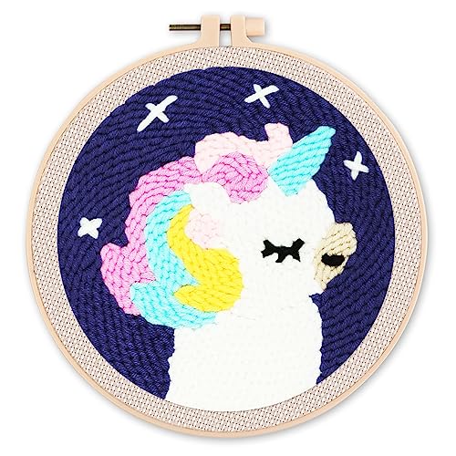 Figured'Art Punch Needle Set für Erwachsene - Stickerei, ideal für Anfänger - Bezauberndes Einhorn - 20x20cm mit rundem Rahmen Figured'Art Punch Needle Set für Erwachsene - Stickerei, ideal für Anfänger - Bezauberndes Einhorn - 20x20cm mit rundem Rahmen von Figured'Art