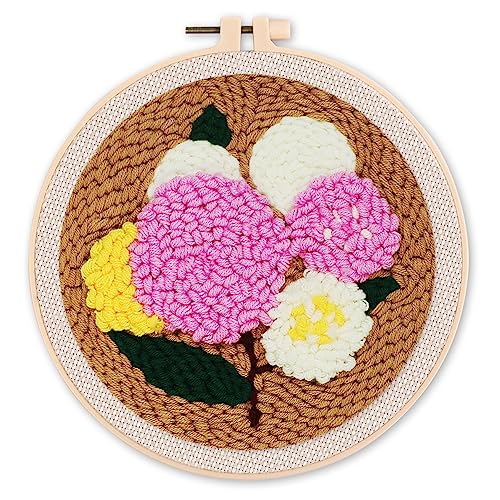 Figured'Art Punch Needle Set für Erwachsene - Stickerei, ideal für Anfänger - Blumenstrauß - 20x20cm mit rundem Rahmen Figured'Art Punch Needle Set für Erwachsene - Stickerei, ideal für Anfänger - Blumenstrauß - 20x20cm mit rundem Rahmen von Figured'Art