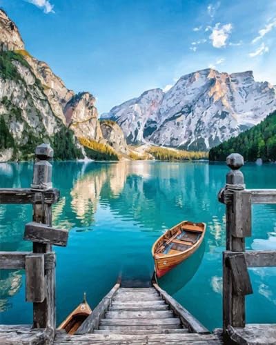 Figured'Art Vorgedrucktes Kreuzstich-Set 32x40cm - Boot auf einem Bergsee - Komplett vorgedruckte Baumwoll-Aida-Leinwand 11 CT - Perfekt für Erwachsene und Anfänger Figured'Art Vorgedrucktes Kreuzstich-Set 32x40cm - Boot auf einem Bergsee - Komplett vorgedruckte Baumwoll-Aida-Leinwand 11 CT - Perfekt für Erwachsene und Anfänger von Figured'Art