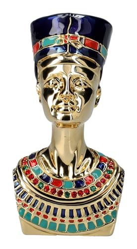 Figuren Shop GmbH Nofretete Pillendose aus Zinn - Handbemalte Mini-Büste mit Schmucksteinen, 7 cm - Schmuckdose Figuren Shop GmbH Nofretete Pillendose aus Zinn - Handbemalte Mini-Büste mit Schmucksteinen, 7 cm - Schmuckdose von Figuren Shop GmbH