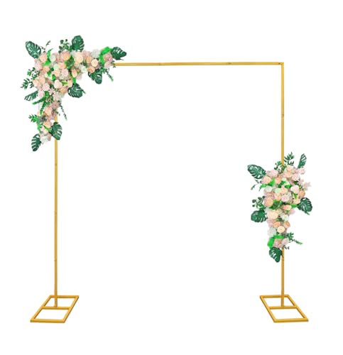 Fiita 2 * 2m Hochzeitsbogen-Hintergrundständer, quadratisch, goldfarben, Metallbogen, Hintergrund für Hochzeitszeremonie, Fotoautomaten, Geburtstag, Party Dekoration Gold von Fiita