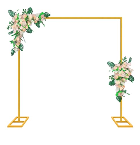 Fiita 2 * 2m Hochzeitsbogen-Hintergrundständer, quadratisch, goldfarben, Metallbogen, Hintergrund für Hochzeitszeremonie, Fotoautomaten, Geburtstag, Party Dekoration Gold von Fiita