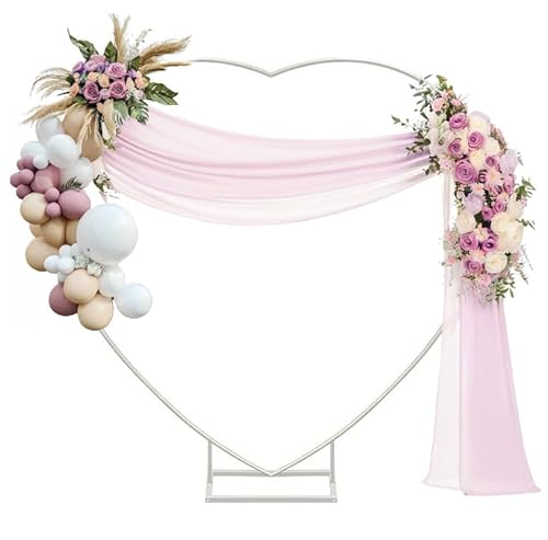 Fiita Herz Hochzeitsbogen,Herz Ballon Bogen Kit Metall Arch Stand Hochzeit Blumen Herzförmiges Kreis Rahmen Hoop Ständer Ballonbogen Set,für Hochzeit, Babyparty, Geburtstagsfeier, Jubiläum,White,2m von Fiita