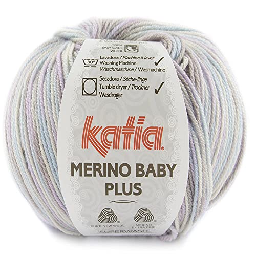 50g "Merino Baby Plus" - Farbe: 105 - malve-wasserblau-steingrau - Merinowolle mit Total Easy Care ist ideal zum Stricken und Häkeln bequemer Kleidungsstücke. von Fil Katia
