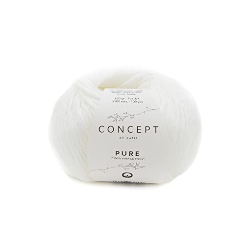 50g Pure - Farbe 70 - weiß - beste Pima-Baumwolle in Form dieses weichen Garns mit Kettenstruktur von Fil Katia