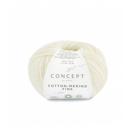 Concept 25g Cotton - Merino fine - Farbe: 80 - naturweiß - Ein voluminöses Garn aus Bio-Baumwolle und bester Merinowolle, vereint in zarter Kettenstruktur. von Fil Katia