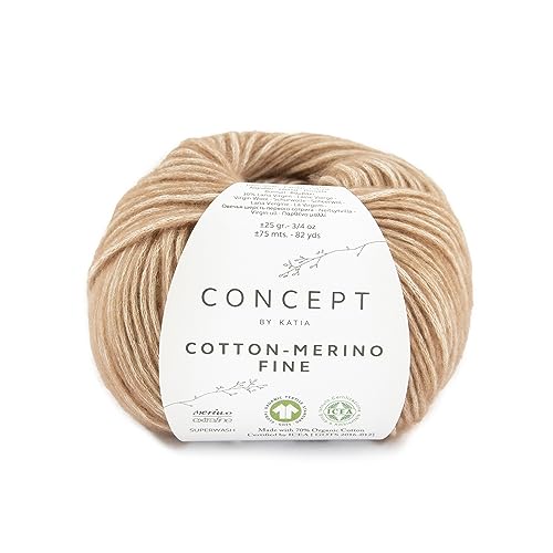 Concept 25g Cotton - Merino fine - Farbe: 81 - hellbraun - Ein voluminöses Garn aus Bio-Baumwolle und bester Merinowolle, vereint in zarter Kettenstruktur. Concept 25g Cotton - Merino fine - Farbe: 81 - hellbraun - Ein voluminöses Garn aus Bio-Baumwolle und bester Merinowolle, vereint in zarter Kettenstruktur. von Katia