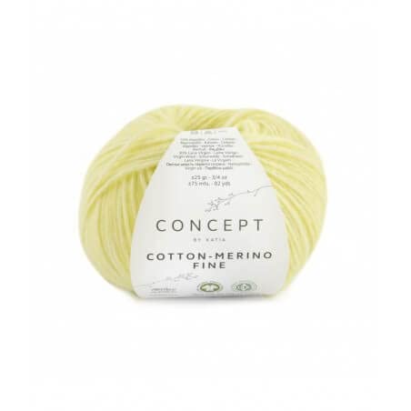 Concept 25g Cotton - Merino fine - Farbe: 83 - hellgelb - Ein voluminöses Garn aus Bio-Baumwolle und bester Merinowolle, vereint in zarter Kettenstruktur. von Fil Katia