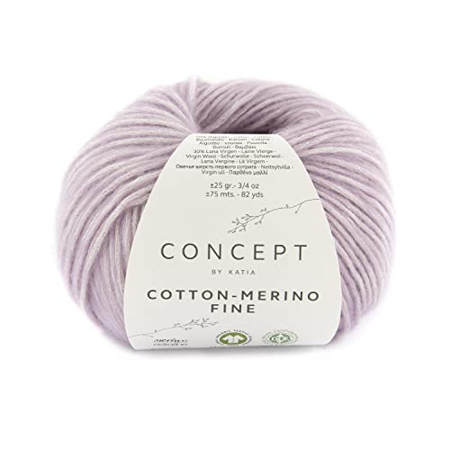 Concept 25g Cotton - Merino fine - Farbe: 87 - malve - Ein voluminöses Garn aus Bio-Baumwolle und bester Merinowolle, vereint in zarter Kettenstruktur. von Fil Katia