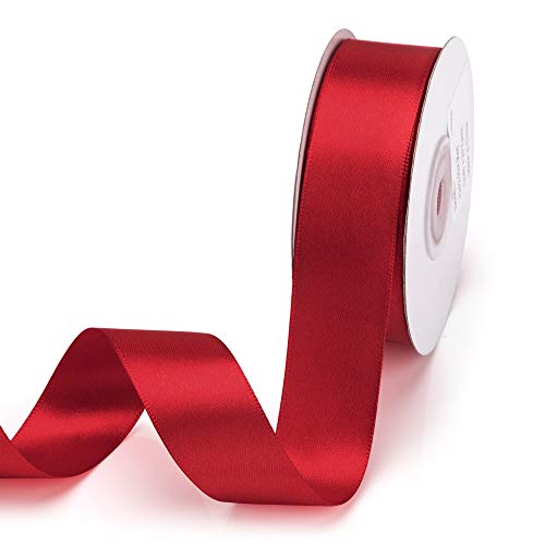 IHKFILAN Satinband, in Hot Red (25 mm x 22.86 m), matt glänzendes Geschenkband, edles Schleifenband zum Dekorieren & Basteln, zum Einpacken besonderer Geschenke, für Hochzeiten, Taufen, uvm von IHKFILAN