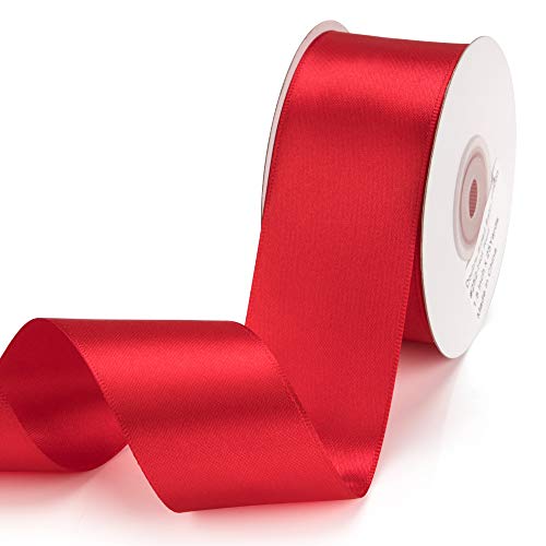 IHKFILAN Satinband, in Hot Red (38 mm x 22.86 m), matt glänzendes Geschenkband, edles Schleifenband zum Dekorieren & Basteln, zum Einpacken besonderer Geschenke, für Hochzeiten, Taufen, uvm von IHKFILAN