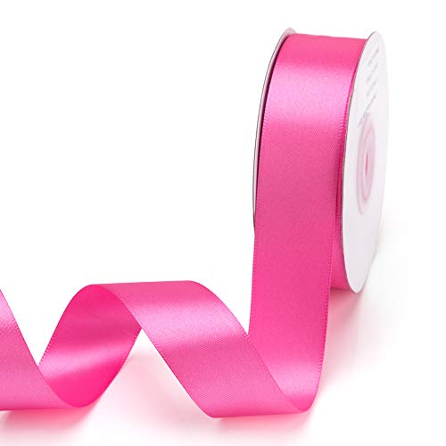 IHKFILAN Satinband, in Pink (25 mm x 22.86 m), matt glänzendes Geschenkband, edles Schleifenband zum Dekorieren & Basteln, zum Einpacken besonderer Geschenke, für Hochzeiten, Taufen, uvm von IHKFILAN