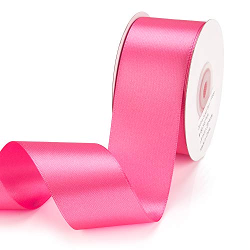IHKFILAN Satinband, in Pink (38 mm x 22.86 m), matt glänzendes Geschenkband, edles Schleifenband zum Dekorieren & Basteln, zum Einpacken besonderer Geschenke, für Hochzeiten, Taufen, uvm von IHKFILAN