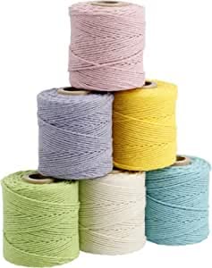 Filani Lieblingsgarn 6 x Premium Garn aus Baumwolle 1 mm x 65 m für Makramee und Basteln, Pastell Set Filani Lieblingsgarn 6 x Premium Garn aus Baumwolle 1 mm x 65 m für Makramee und Basteln, Pastell Set von Filani