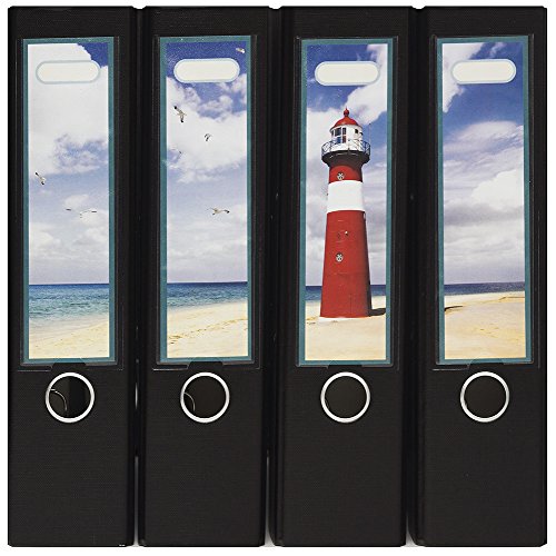 Design Ordner-Rückenschilder zum Einstecken - Motiv Lighthouse at the beach - für breite Din A4-Ordner, original von File Art von File Art