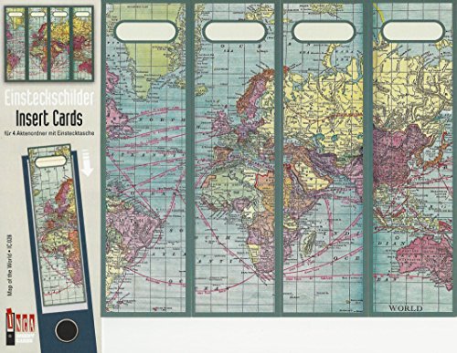 Design Ordner-Rückenschilder zum Einstecken - Motiv Map of the world - für breite Din A4-Ordner, original von File Art von File Art