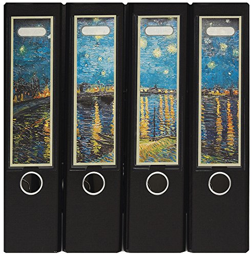 Design Ordner-Rückenschilder zum Einstecken - Motiv Van Gogh - für breite Din A4-Ordner, original von File Art und a-m-w-shop von File Art