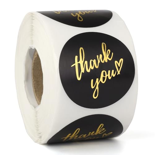 Filhome 500 Stück Thank You Sticker 38mm Danke Aufkleber Rund Danke Sticker Selbstklebend für Geschenktüten Umschlag Verpackung (thank you) von Filhome