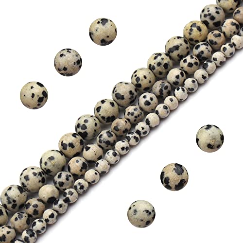Filluck Naturstein-Perlen, 10 mm, Dalmatisierung, gepunktet, Jaspis, poliert, rund, glatt, Edelsteinperlen für die Schmuckherstellung, Erwachsene, 38,1 cm (Dalmatation-Punkt-Jaspis, 10 mm) von Filluck